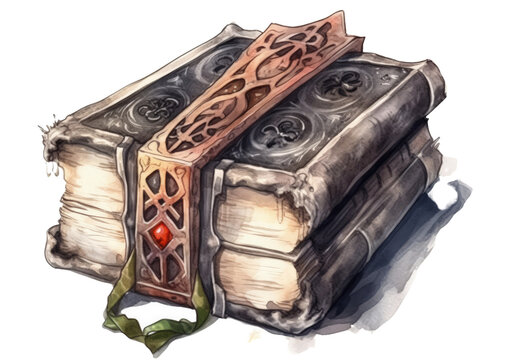Ancient tome in the style of dark gothic watercolor