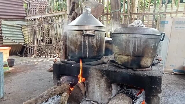 Javanese traditional kitchen that uses a stove with wood as fuel
