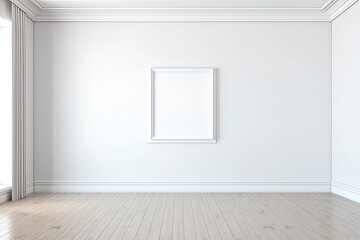 Obraz premium Empty picture frame in modern and empty living room using generative AI