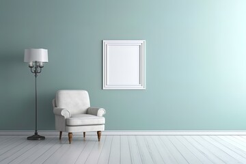 Empty picture frame in modern and contemporary living room using generative AI