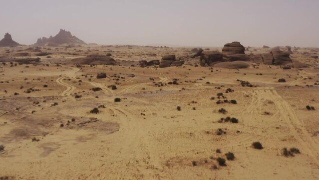 Aerial, Al Naslaa Split Rock, Saudi Arabia
