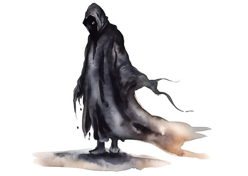 Shadowy figure in the style of dark gothic watercolor