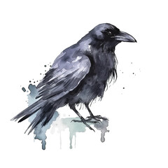 Sinister raven in the style of dark gothic watercolor