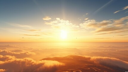 Fototapeta premium beautiful sunset in the sky with clouds and sun, nature series - made with Generative AI