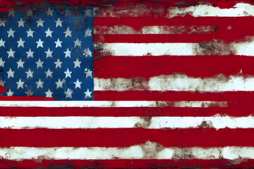 ai-generated illustration on an abstract, grunge American flag