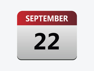 22th September calendar icon. Calendar template for the days of September. Red banner for dates and business.