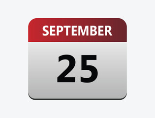 26th September calendar icon. Calendar template for the days of September. Red banner for dates and business.