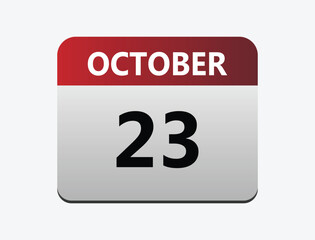 23th October calendar icon. October 23 calendar Date month icon vector illustrator.