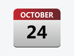 24th October calendar icon. October 24 calendar Date month icon vector illustrator.