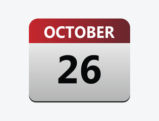 October 26th calendar icon vector. Concept of schedule. business and tasks. eps 10.