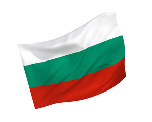 Simple 3D Republic of Bulgaria flag in the form of a wind-blown shape