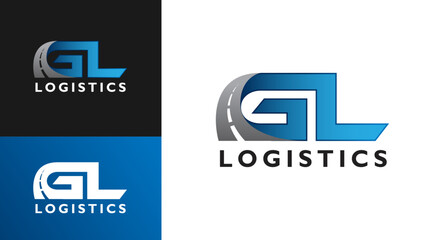 GL Logistics letter highway logo template. Icon G or GL delivery between cities, provinces and countries. © Aldan Design
