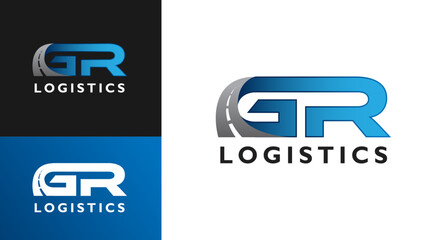 GR Logistics letter highway logo template. Icon G or GR delivery between cities, provinces and countries. - obrazy, fototapety, plakaty