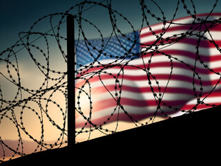 America, border and barbed wire