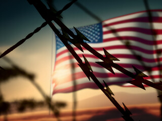 America, border and barbed wire