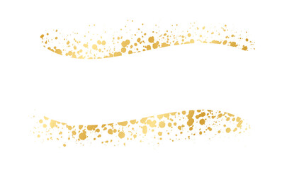 Abstract Gold Ink Splatter Ribbon Banner Frame. Golden foil spray banner border template.