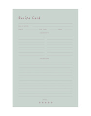Recipe Card planner. Plan you food day easily. Vector illustration.
