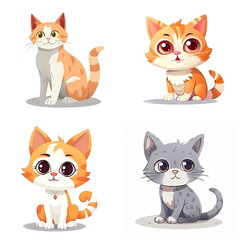 Obraz premium Cartoon character of cat on white background