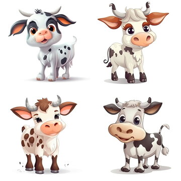 Cartoon character of cow on white background