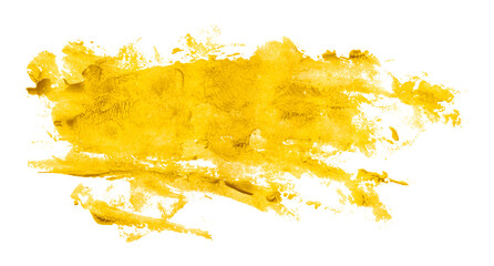 Shiny yellow brush watercolor painting isolated on transparent background. watercolor png