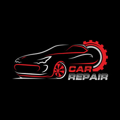 Minimalist car repair logo design template. Car repair service logo