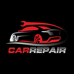 Minimalist car repair logo design template. Car repair service logo
