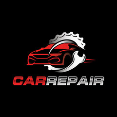 Minimalist car repair logo design template. Car repair service logo