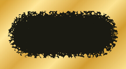Abstract Gold Ink Splatter Frame. Golden foil spray banner border template.