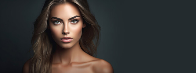 Studio beauty shot of an attractive woman. Generative AI