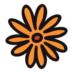 Hand Drawn cosmos flower in doodle style