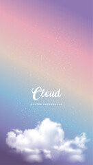 Naklejka na ściany i meble Cloud on gradient rainbow background. Vector vertical template for digital social media post, screen, mobile app