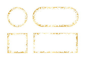 Abstract Gold Ink Splatter Frame Set. Golden foil spray geometric border template.