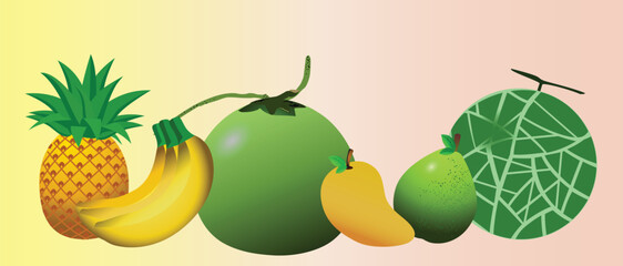 Set if fresh fruits collection