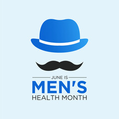 Men's health month is observed every year in june. June is national men's health awareness month. Vector template for banner, greeting card, poster with background. Vector illustration.