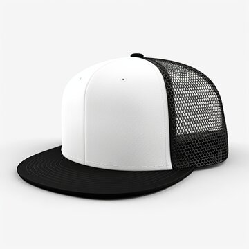 Mesh cap black white color in front view isolated on white background 