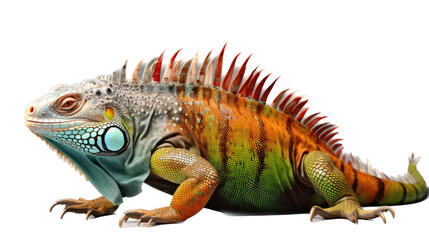 Fototapeta premium an Iguana side view, in an isolated and transparent PNG in a Nature-themed, photorealistic illustration. Generative ai