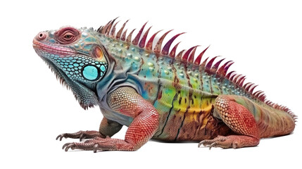an Iguana side view, in an isolated and transparent PNG in a Nature-themed, photorealistic illustration. Generative ai