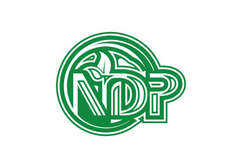 NDP letter with leaf logo and icon design template