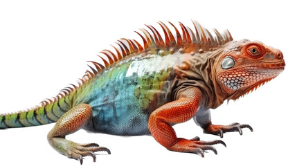 Fototapeta premium an Iguana side view, in an isolated and transparent PNG in a Nature-themed, photorealistic illustration. Generative ai