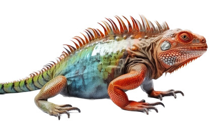 an Iguana side view, in an isolated and transparent PNG in a Nature-themed, photorealistic illustration. Generative ai