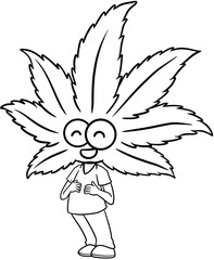 Cute cartoon cannabis marijuana character coloring