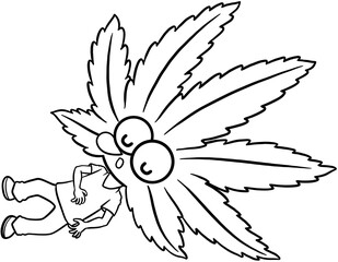 Cute cartoon cannabis marijuana character coloring