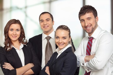 Diverse team of business employees in office,