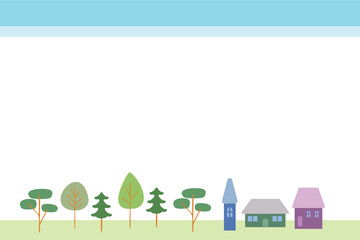 シンプルな街並みの背景イラスト