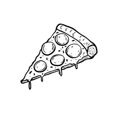 Vector Pizza slice drawing. Hand drawn pizza illustration. Great for menu, poster or label. Vector illustration eps 10