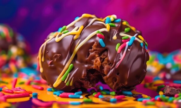 chocolate cake with icing and sprinkles HD 8K wallpaper Stock Photography Photo Image