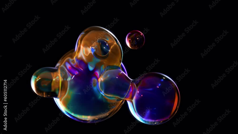 Aufkleber a metaball animation that transforms liquid blobs. 3d abstract multicolor metaballs on a black backg