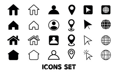 Set of 24 modern line similar Web icons, Web icon, Contact icons, Location, and home icons. icons illustration.
