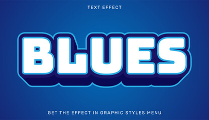 Blues editable text effect in 3d style. Suitable for brand or business logo