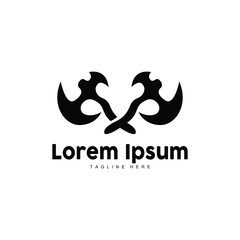 Axe Logo, Wood Cutting Tool Vector Icon, Silhouette Design, Retro Vintage Style